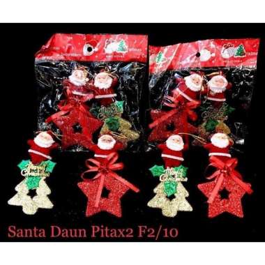 Hiasan Natal Santa Daun Pita isi 2pcs - Hiasan Natal - Dekorasi Natal