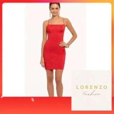 Dress Slim Wanita Dress Wanita Korea Dress Slim Fit - Hitam Merah