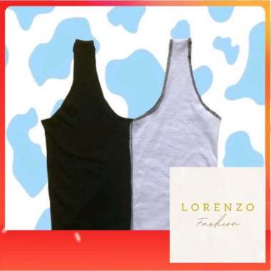 Tank Top B&W Tank Top Wanita Korea Tank Top Crop Wanita Korea