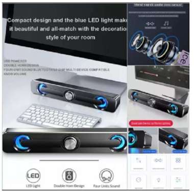 Soundbar Audio Speaker Stereo PC Komputer Desktop Laptop Gaming LED RGB