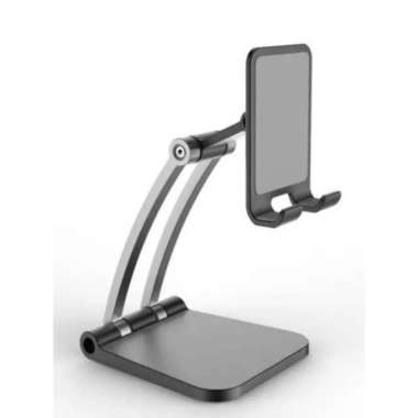 FOLDING MOBILE PHONE DESKTOP STAND / Dudukan HP Full Stainless - Black ORIGINAL 100 % Multicolor