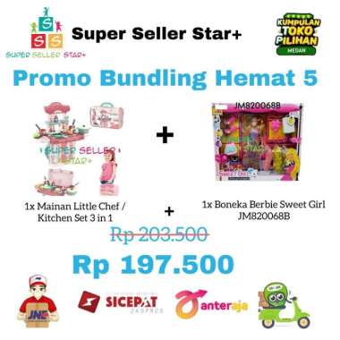 BUNDLING 5 Kitchen set 3in1 (1pcs) + Barbie Sweet Girl (1pcs)