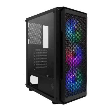 Cube Gaming Nava Free 3 Fan RGB Rainbow ATX Gaming Case High Air Flows Hitam