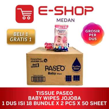 Grosir Tisu Tissue Basah paseo Baby wipes 1 Dus = 18 Bundle x 2 pcs