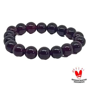 Gelang Batu Kecubung Ungu Amethyst Cina Asli 10mm - VeE Bracelet Batu Alam Terapi Kesehatan Ungu Tua