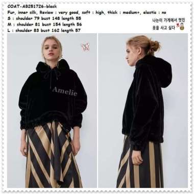 AB251726 Winter Jacket Hoodie Jaket Bulu Coat Wanita Korea Import