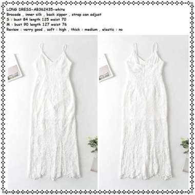 AB362435 Long Dress Gaun Pesta Brukat Wanita Korea Import Putih White