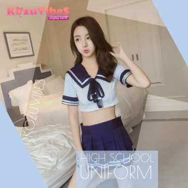Kozuvibes Cosplay Sexy Uniform Seragam Murid Sekolah Student Angie Biru