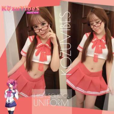 Kozuvibes Cosplay Sexy Uniform Seragam Murid Sekolah Student Angie Merah