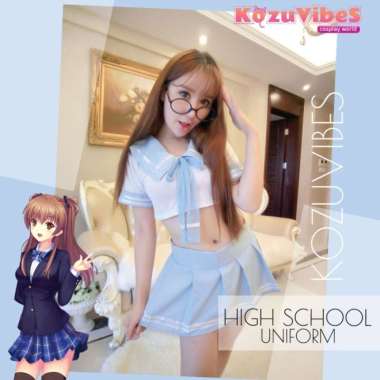Kozuvibes Cosplay Sexy Uniform Seragam Murid Sekolah Student Angie Biru Muda