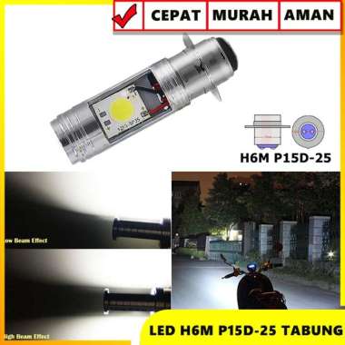 LED LAMPU UTAMA HEADLAMP MOTOR H6 P15D-25 6 WATT BEBEK MATIC AC DC