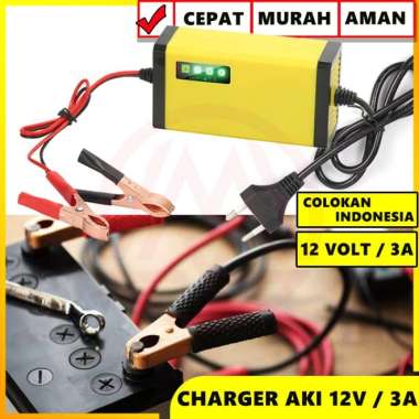 CHARGER AKI PORTABLE 12V 2A - 3A MOTOR MOBIL CHARGER AKI SOAK AKI DROP