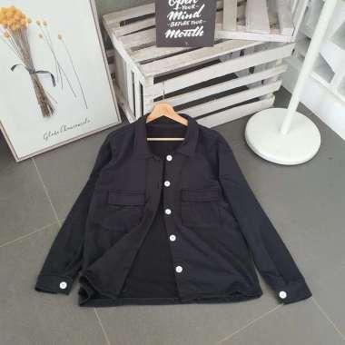 Jaket Wanita SHIRT JAKET | Jaket Wanita | Outer Wanita | Outer Polos Jaket Korea Hitam