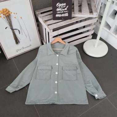 Jaket Wanita SHIRT JAKET | Jaket Wanita | Outer Wanita | Outer Polos Jaket Korea Hijau Mint