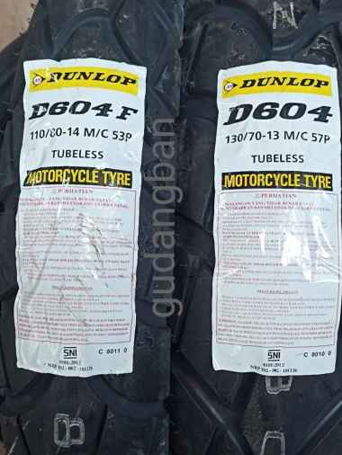 Paket Dunlop D604 110 80 14 dan 130 70 13 Dual purpose Semi Trail Ban Luar Motor ADV Aerox PCX160 Tubeless Kembang tahu FREE PENTIL