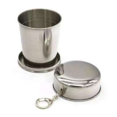 GROSIR Gelas lipat stainless 250 ml gantungan kunci MUG FOLDABLE