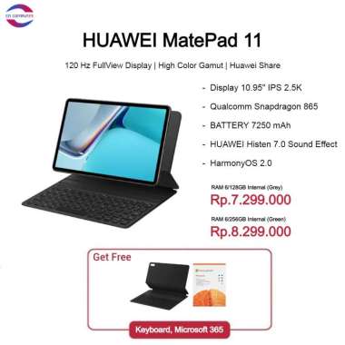 HUAWEI MatePad 11 HarmonyOS 2 | 6GB+128/256GB ROM | Snapdragon 865 256GB