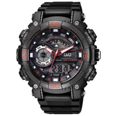 Jam Tangan Q&Q GW87J Military Watch Resin 5.2 cm Black Rubber Strap