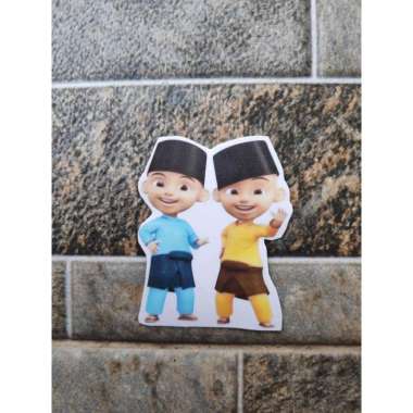 Stiker Vinyl Karakter Upin Ipin Case HP Motor Spion Helm Laptop Buku
