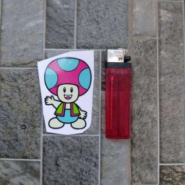 Stiker Vinyl Karakter Jamur Mushroom Mario Kartun Motor Helm Laptop HP