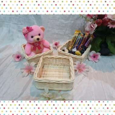 K55XS-Keranjang rotan kotak kecil 12x5cm souvenir snack seserahan buah