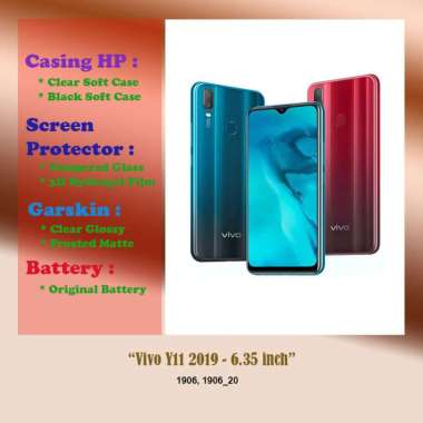 Vivo Y11 2019 - 6.35 inch - Case - Screen Protector - Battery - Dll Clear Soft Case