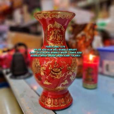 Vas Bunga Dekorasi Altar Puja Keramik Import Uk.8 Inchi Naga