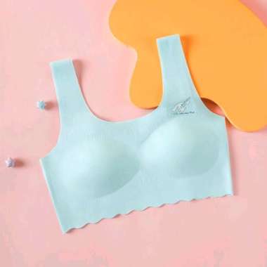 Bra Remaja Seamless Tanpa Kawat BH Wanita Anak Sekolah Tanktop Pelajar Import Korea Jepang Biru Muda