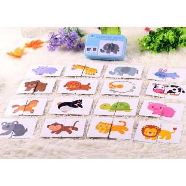 Puzzle Cognition Kartu Mencocokan Gambar / Cognition Puzzle / Flashcar Binatang