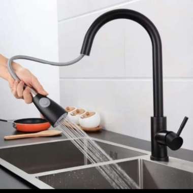 Kran sink tarik mixer sus 304 hitam / kran cuci piring