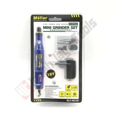 MOLLAR MLR-MG18V - Cordless Mini Grinder Set 21 Pcs Gerinda Bor Tuner