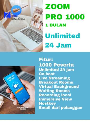 Zoom Meeting PRO 1000 Lisensi 1 Bulan