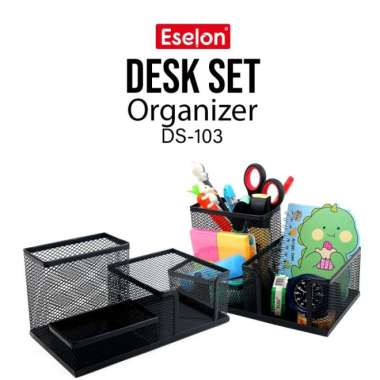 Desk Jaring Besi Organizer 9058 / Desk Set / Rak Alat Tulis Multicolor