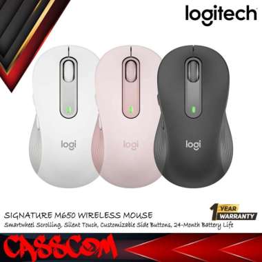 Logitech Signature M650 Mouse Wireless Bluetooth Silent putih