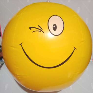 1 BIJI BALON Bola Tiup SMILE ukuran 16 inchi / Balon Tiup Bulat karakter smile Lucu emotion / BALON