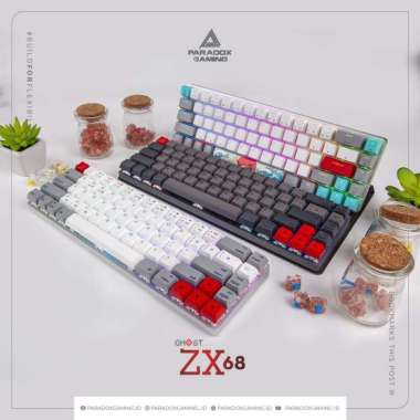 Paradox Gaming Ghost ZX68 - RGB Bluetooth 68% Mechanical Keyboard Brown Grey White
