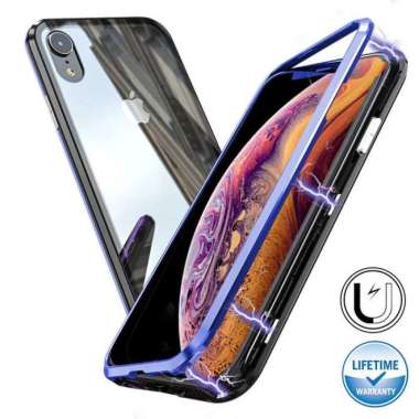 Hardcase Magnet Iphone XR IphoneXR Casing Hard Case Magnetic Metal Glass 1 Sisi Kaca Belakang Cover 