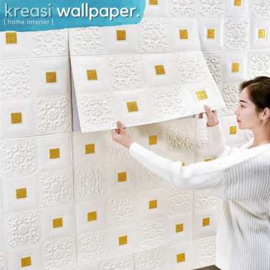 Wallpaper Dinding 3D Foam Batik Klasik Sticker Plafon | 70x70 cm