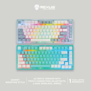 Rexus Daxa M84X Ultimate Keyboard Wireless Bluetooth Gaming Mechanical Red Mint White