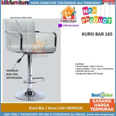 Kursi Barbershop| |Kursi Barber | Kursi Barber Hidrolik Bar Chair 165 Putih