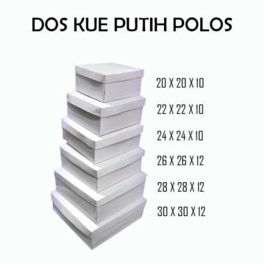 DUS KUE / NASI KARTON PUTIH POLOS + TUTUP 24x24x10