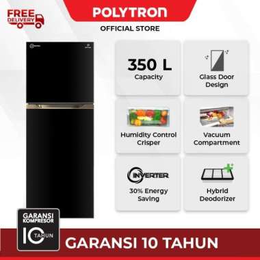 POLYTRON Kulkas New Belleza Big 350 Liter 2 Pintu PRM495X