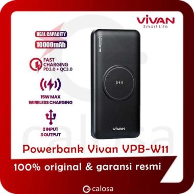 VIVAN Powerbank 10000 mAh VPB W11 Wireless 3 Output Fast Charging ORI