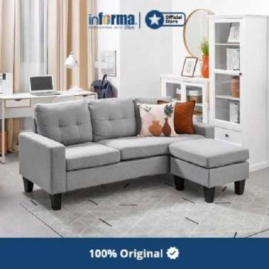 Informa - Albris Sofa Sudut Fabric - Abu-Abu