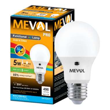 Meval LED Photo Sensor Bohlam Lampu [5 Watt]- Putih