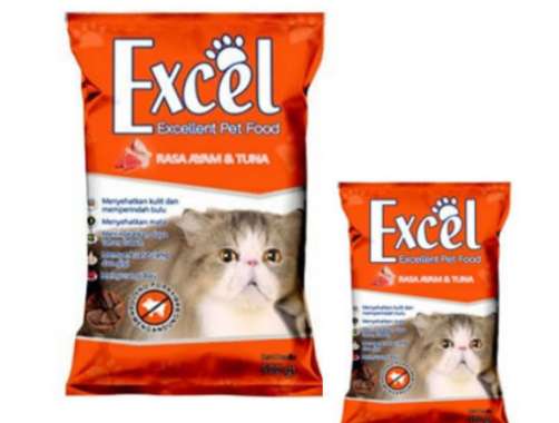 EXCEL 500gr Makanan Kucing anggora persia bentuk segitiga Rasa AYAM DAN TUNA excel orange Excel oren