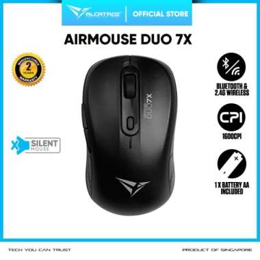 Alcatroz AirMouse Duo 7X Silent Click Wireless Mouse warna BLACK