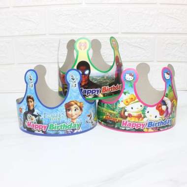 Mahkota Ulang Tahun Anak /Topi Pesta Ulang Tahun Anak / Mahkota Karakter Bahan Kertas Per Pack Isi 1