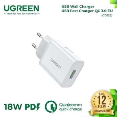 UGREEN Kepala Adaptor Charger Fast Charging Casan HP Adapter QC3.0 18W BLACK