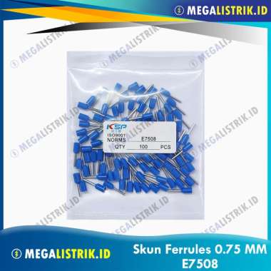 KSP Skun Ferrules 0.75 mm / Skun Kabel Ferules 0.75mm / Insulated End Cord Terminal E7508 ( 100 Pcs 